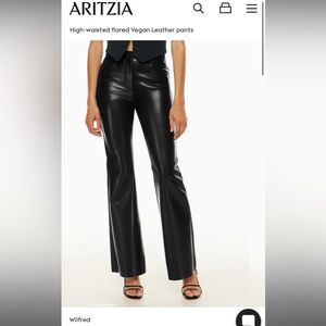 Aritzia - Beatrix - black, high rise, flare, leather pants.